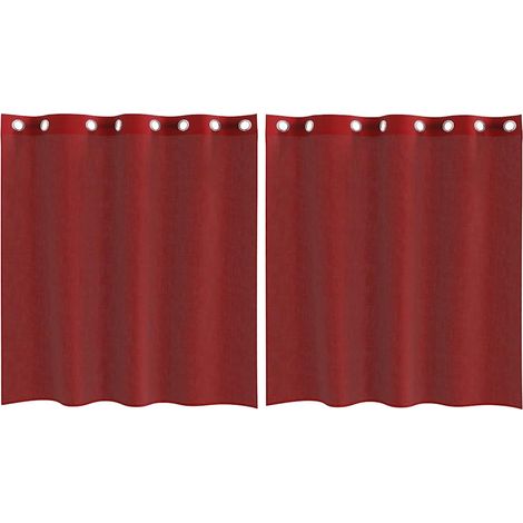 Maison Exclusive - Voile Vorhänge mit Ösen 2 Stk. Weinrot