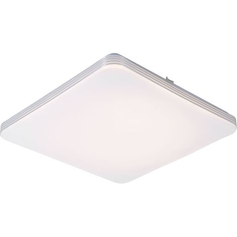Deckenlampe Deckenleuchte Wohnzimmerlampe Küchenleuchte Esszimmerlampe, Metall weiß quadratisch, 1x LED 24W 920Lm warmweiß, LxBxH 37,5x37,5x5cm