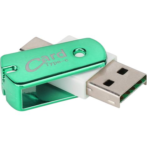 Lecteur de cartes OTG rotatif compact Type-C haute vitesse 2 en 1 pour téléphones portables (TF) - Vert (1/5)