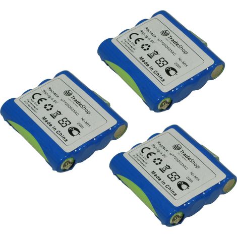 3x Trade-Shop Premium Ni-MH Akku 4,8V 600mAh für DeTeWe Outdoor PMR 8000, Simvalley WT-100, Switel WT237, Oricom ersetzt MT700D03XXC LH060-3A44C4BT Simvalley PX-1755, PX-1761, PX-1754-919, PX-175-675 (1/2)