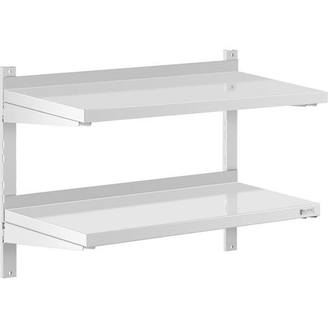 Étagère murale professionnel acier inoxydable - 2 tablettes - 40 x 80 cm (1/4)