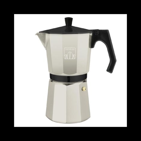 Cecotec Cafetera Italiana Cumbia Mokclassic 1200 Beige Fabricada en Aluminio, Capacidad 600ml para 12 Tazas, Apta para Gas