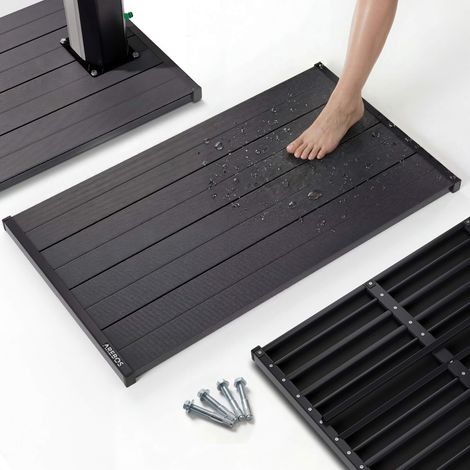 AREBOS PVC Bodenplatte 101x57x4 cm Schwarz Extra Stabil, Rutschfest, Wetterbeständig für Solardusche Garten Pool Terrasse (1/5)