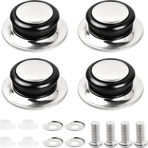 4 Pcs Poignée de Couvercle de Casserole Poignée de Couvercle en Verre Couvercle de Casserole en Acier Inoxydable Ouchons Poignées Poignées Universelles de Couvercles de Casserole (1/5)