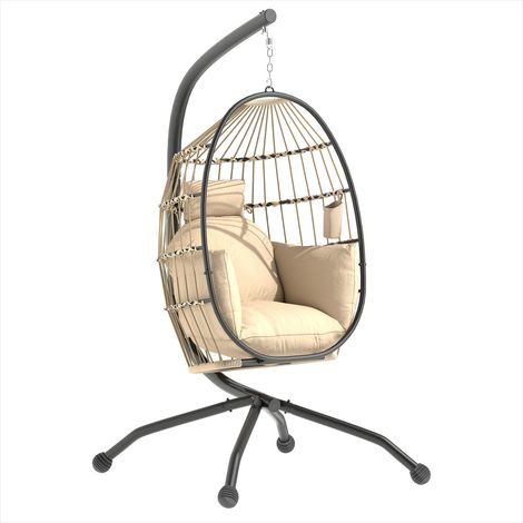Fauteuil suspendu Fauteuil œuf suspendu pliable acier beige (1/5)