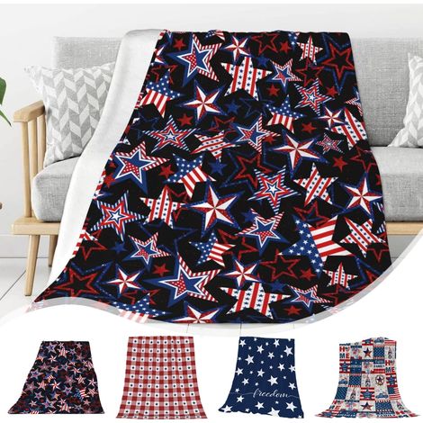 Couverture En Flanelle - Drapeau États-Unis - 70 x 100 cm - Pour Canapé Lit Camping Voyage - 1 Pièce (1/5)