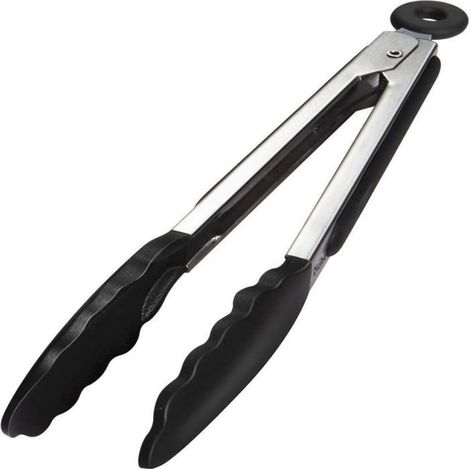 1 pièce Pince culinaire en acier inoxydable, silicone alimentaire noir, 18 cm, pour barbecue et cuisine quotidienne