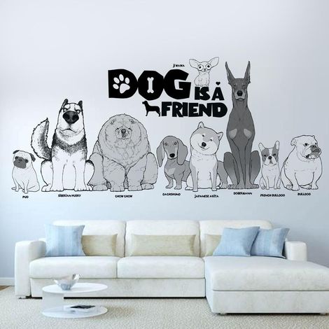 Décor Maternelle Chien, Stickers Muraux Chiot Adorable, Art Mural Garderie pour Bébé, Fille, Garçon, Chambre Enfant, Autocollants Mignons (1/5)