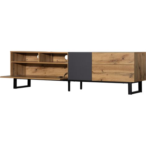 Mobile TV moderno effetto legno 180 cm in MDF e metallo (1/5)