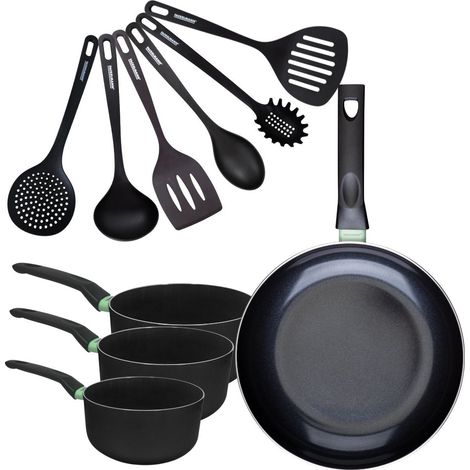 Set de 1 poêle 30 cm, 3 casseroles antiadhésives céramique 16, 18 et 20 cm et 6 ustensiles Fackelmann Brandao (1/5)