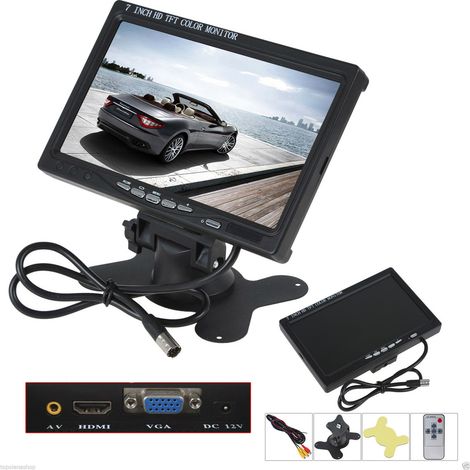 MONITOR LCD DIGITALE 7 TFT VIDEOSORVEGLIANZA AV VGA 2 CANALI HDMI