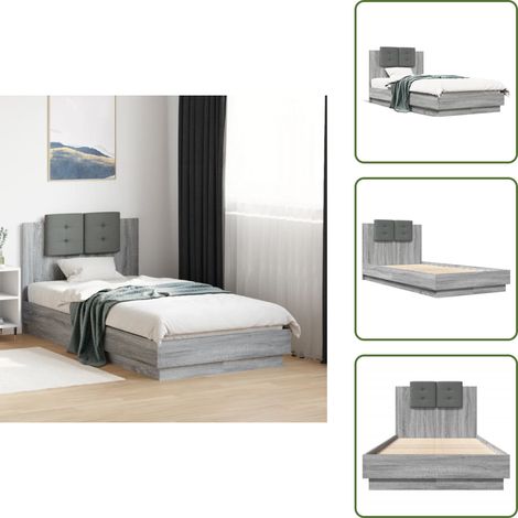 Cadre de lit sans matelas sonoma gris 90x190 cm - Lit Plateforme - Lit Double - Cadre De Lit - Lit Design - Literie