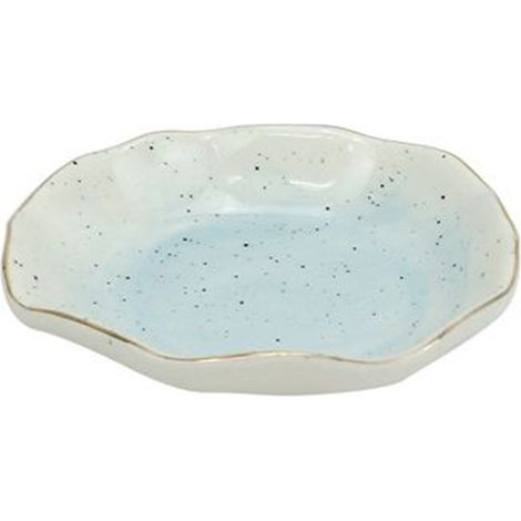 TRADE SHOP - Piattino Porta Sapone Saponetta Bagno Bianco Azzurro Effetto Pietra Arredo 79274 - (1/2)