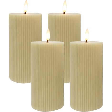 LED-Kerzen-Set, 4er-Pack, Echtwachs, 18 cm