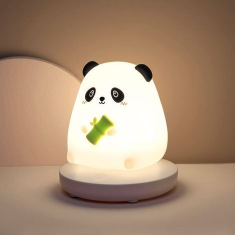 Luce notturna ricaricabile per bambini, bellissima luce notturna a forma di panda a 3 colori, luce notturna per neonati, luce notturna in morbido silicone per neonati, lampada da comodino a LED per ba (1/4)