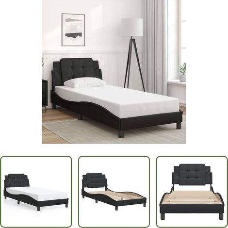 vidaXL Oreiller de tête - Cadre de lit sans matelas Zadar noir 90x200 cm similicuir (1/5)