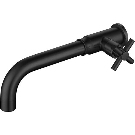 Robinet mural, G1/2, inox 304, noir, eau froide, pour vasque (1/3)