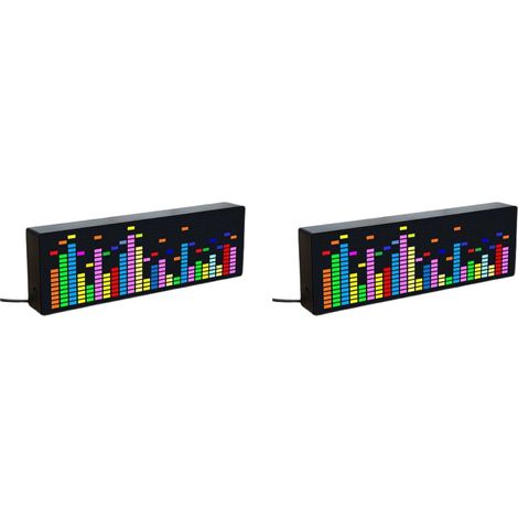 2X LED Music Spectrum Rhythm Lights Capteur Vocal 1624 Indicateur de Niveau D'Atmosphère RGB avec Affichage de L'Horloge (Contrôle Par) (1/5)