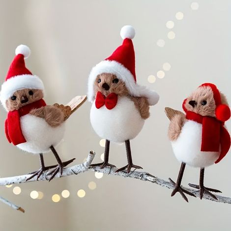 3 décorations d'oiseaux d'hiver - Décorations en mousse - Ornements pour sapin de Noël (1/4)