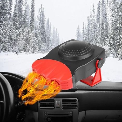 Riscaldatore per auto, 12 V 150 W 2 in 1, sbrinatore e disappannante portatile per parabrezza con base rotante, ventilatore riscaldante o rinfrescante per auto, accendisigari (rosso) (1/5)