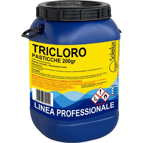 Tricloro 90% 25kg In pastiglie da 200gr Cloro effervescente a lenta dissoluzione