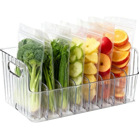 Bac Frigo 8 Compartiments, Organisateur Transparent à Poignées (1/5)
