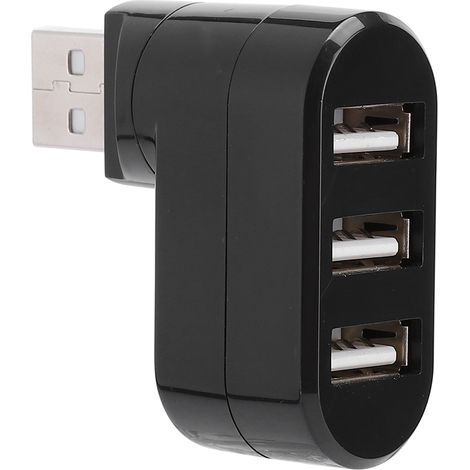 3-Port-USB-2.0-Dockingstation – Schlanker und leichter drehbarer Laptop-Hub – Schwarz (1/5)