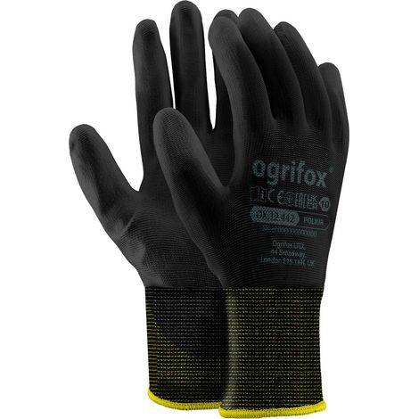 144 Paar Arbeitshandschuhe Polyester Polyethan Beschichtet Montage Schutzhandschuh schwarz Größe 10 (1/5)