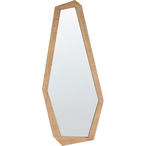 Espejo de pared irregular con marco de madera moderno marrón claro 44 x 104 cm Chanu
