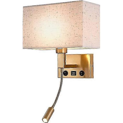 3104 5W LED-Wandleuchte für Bett und Flur mit Schwanenhals-Spot und USB-Anschluss - Schwarz / (Kupferbeige Abdeckung, weißes Licht) (1/5)