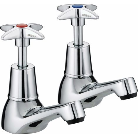 Bristan VAX 1/2 C 5412 Cross Top Basin Taps Chrome Basin Pillar Pair 1/2"" Tap (1/2)