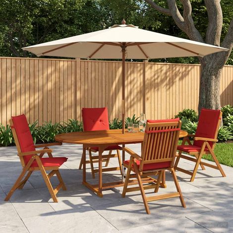 vidaXL Juego de comedor de jardín de 5 piezas Natural (1/5)