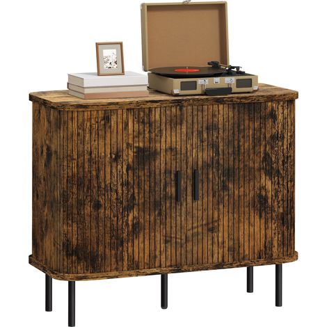 HOMCOM Sideboard Storage Cabinet with Sliding Doors Rustic Brown (1/5)
