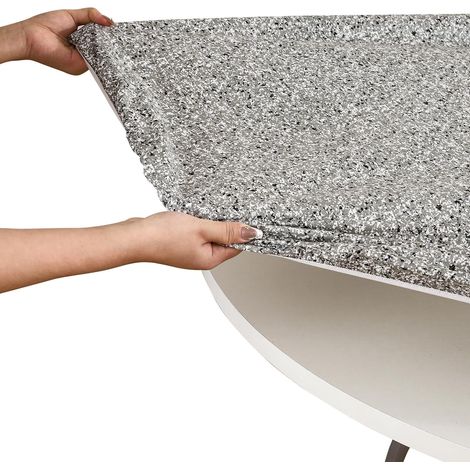 Mantel redondo de vinilo con borde elástico, impermeable y resistente a las manchas, para mesa redonda o cocina. (1/5)