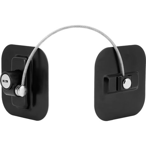 Serrure noire pour porte de réfrigérateur avec clé, serrure pour porte de congélateur de dortoir et serrure de sécurité pour casier enfant avec adhésif de sécurité. (1/5)