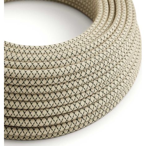 Creative-Cables, Cavo elettrico in tessuto, 2 x 0,75 mm², 1 m, Grigio Antracite e Beige RD64, Rotondo, Cotone e lino