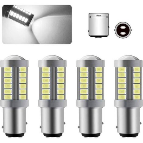 4 ampoules LED 1157 BAY15D, ultra-lumineuses, blanches, 6000 K, 5630, 33 SMD, feu stop CANBUS, 12 V. (1/5)