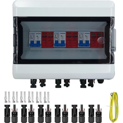 Solar Photovoltaic Junction Box, IP65 Surge Protection DC Photovoltaic, 3 String 500V PV DC Circuit Breaker with Solar Plug (3 in 3 out, 40A) (1/5)