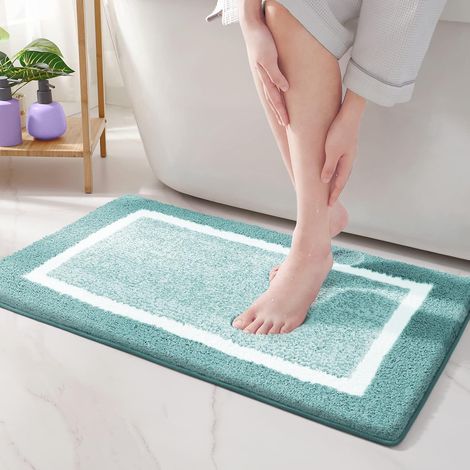 Rutschfeste Badematte, 50 x 75 cm, maschinenwaschbar, hoch saugfähig, weich und komfortabel, geeignet für Bad und Küche – Grün