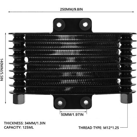 125-ml-Aluminium-Motorölkühler für Motorräder und Quads mit 125–250 cm³ Hubraum, Schwarz