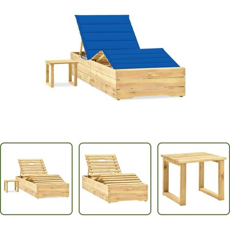 vidaXL Tumbona de jardín con mesa y cojín de madera de pino impregnada (1/5)