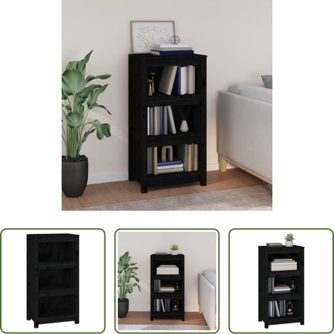 Étagère en bois - Bibliothèque Noir 50x35x97 cm Bois de pin massif (1/5)