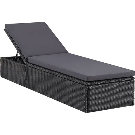 Tumbona de ratán sintético negra y gris oscuro vidaXL