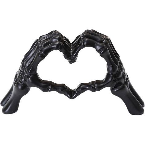 Décoration Halloween en résine style nordique, sculpture de mains squelettes formant un cœur, figurine gothique originale, objet décoratif pour table, étagère, salon et intérieur (1/5)