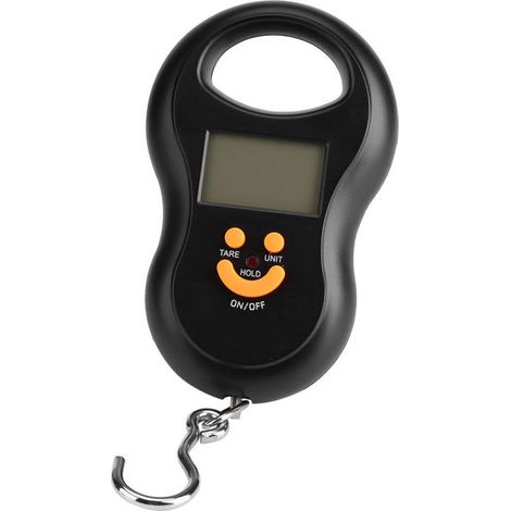 Ulisem Balance numérique portable LCD de poche, crochet électronique à main, ceinture, bagages, balance suspendue, rétroéclairage, pesage (noir) (1/4)