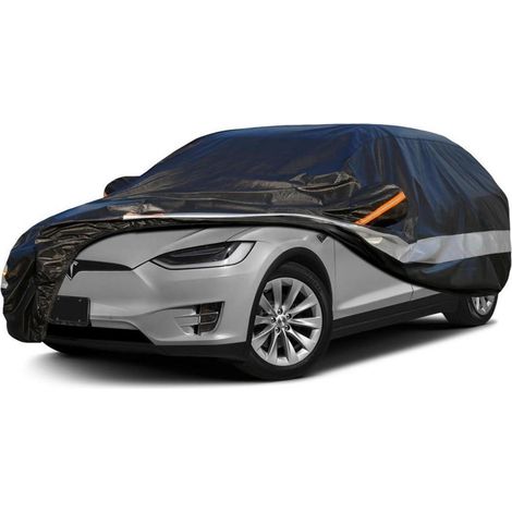 10-Schicht Autoabdeckung Wasserdicht Atmungsaktiv für Tesla Model X (2015-2023) Schwarz (1/5)