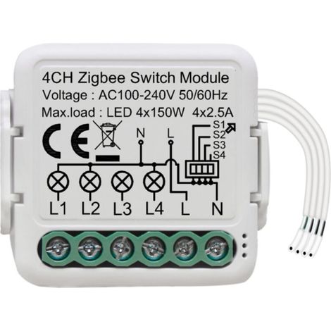 Module interrupteur intelligent Tuya ZigBee – 4 voies – Minuterie – Contrôle distance application – Commande vocale Google Home – Nécessite Gateway (1/5)