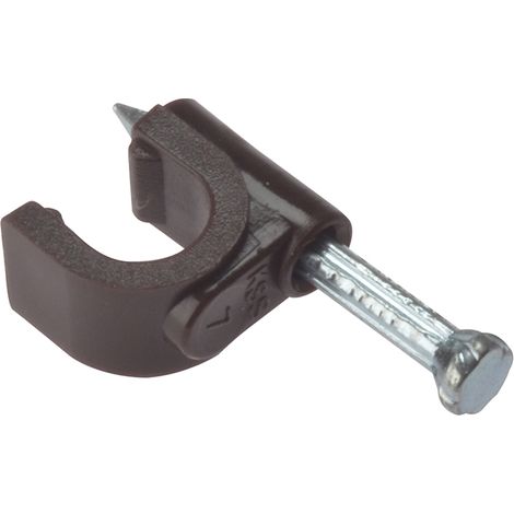 Cable Clip Round Coax Brown 6-7Mm Box 100
