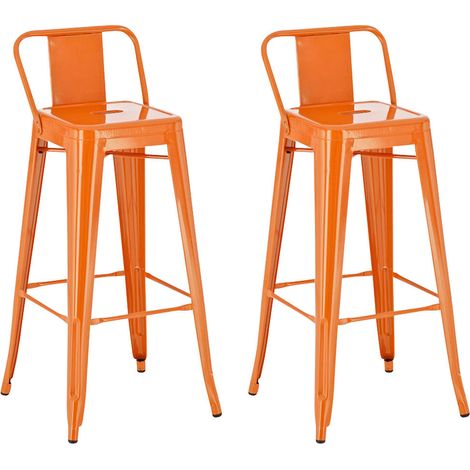 Set di 2 sgabelli da bar in metallo industriale con poggiapiedi colore arancione TDB10142