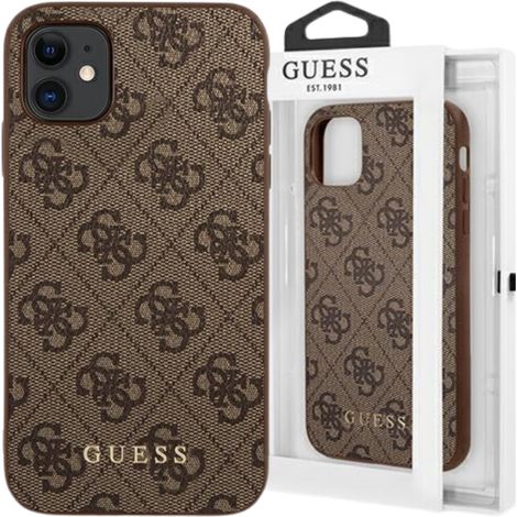 Custodia rigida Guess per iPhone 11, 4G, con logo in metallo, colore marrone. (1/5)